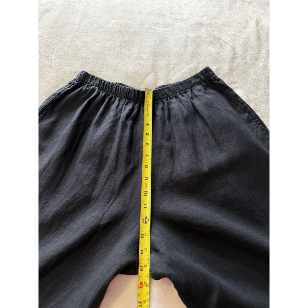 Bryn Walker 100% Linen Pants Women’s M Black Wide Leg Lagenlook Pull On Cropped - Picture 14 of 15